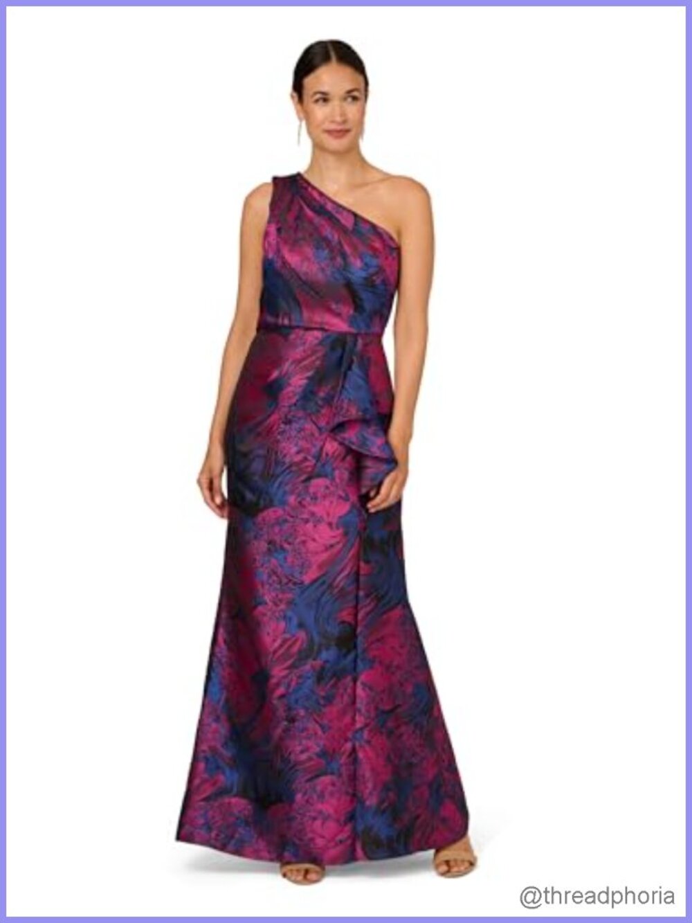 One Shoulder Jacquard Gown Formal Wedding Reception Gala Floor-length